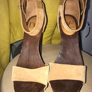 Suede Camel Diane von Furstenberg Wooden Heels